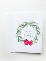 Happy Holidays Red Wreath Card