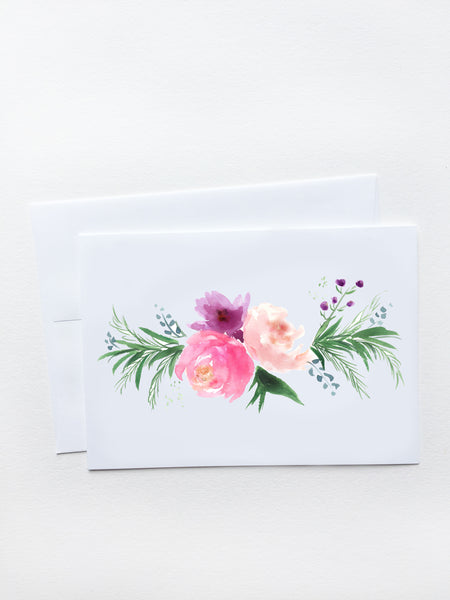 Purple Peach Floral Garland Card (4x6)