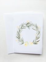 White and Gold Floral Wreath Card