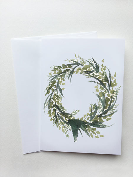 Dark Green Wreath Card