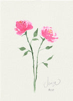 June Rose Birth Month Flower Card