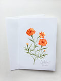 October Marigold Birth Month Flower Card