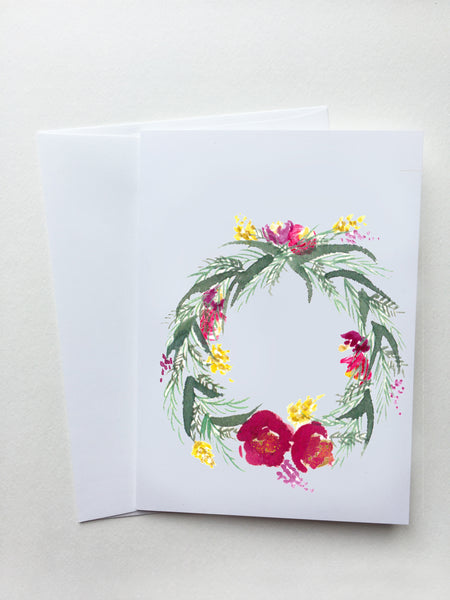 Red & Pink Spring Wreath Card